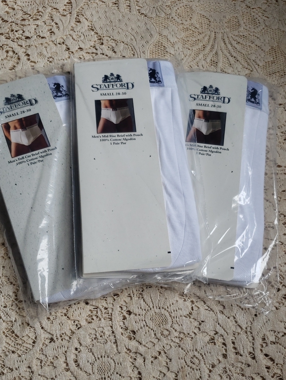 Stafford White Men's Mid And Full Rise Briefs - 3 Pack New